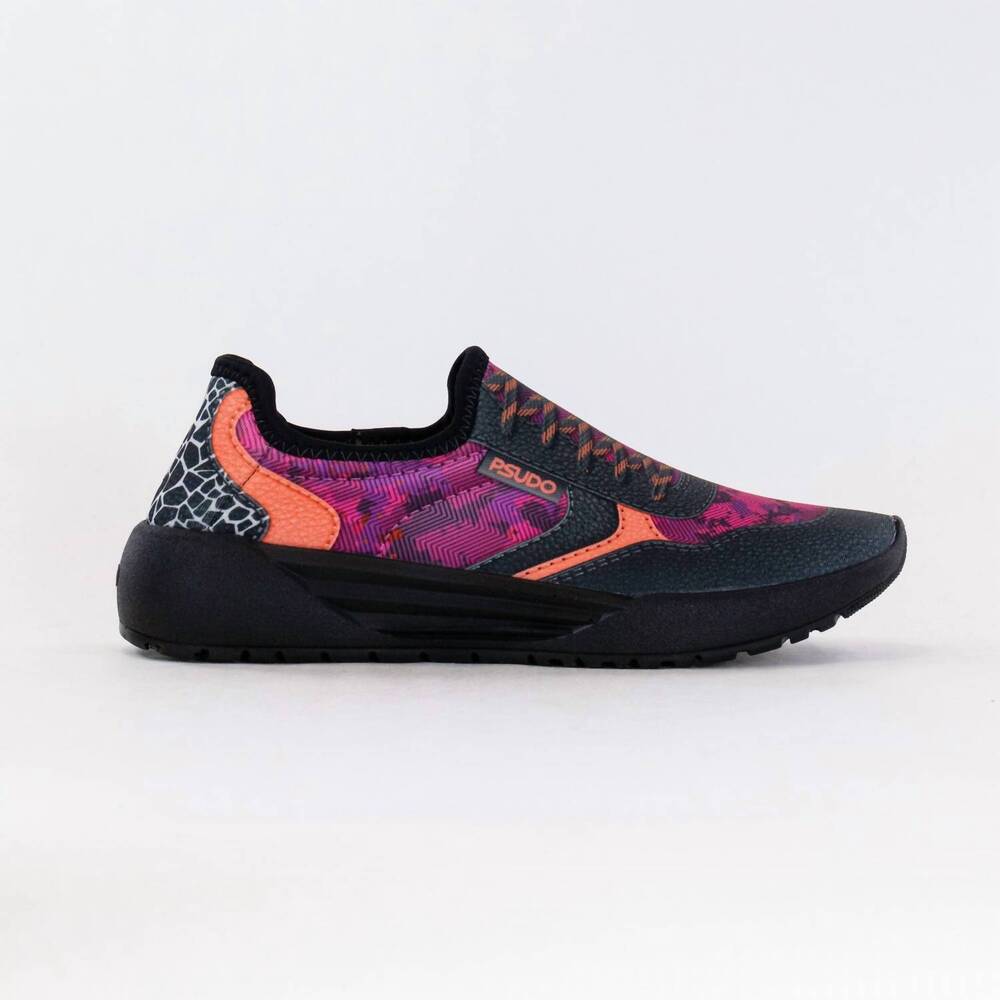 NEW PSUDO women's court sneaker in pink camo/crackle